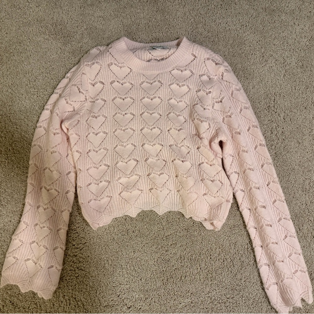 Hooked Up by IOT Light Pink Heart Sweater